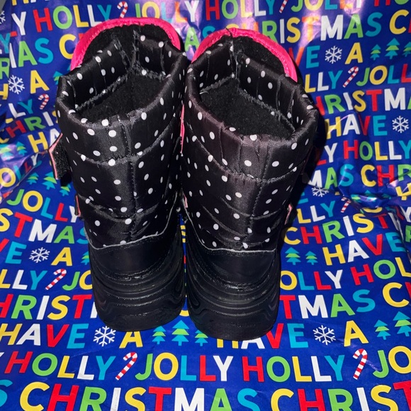 Wonder Nation, black pink and white polka dotted boots, size 4 - Picture 3 of 9